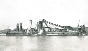 Dordrecht IV - bucket dredger and barge unloading dredger