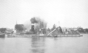 Grangemouth -BARGE UNLOADING DREDGER